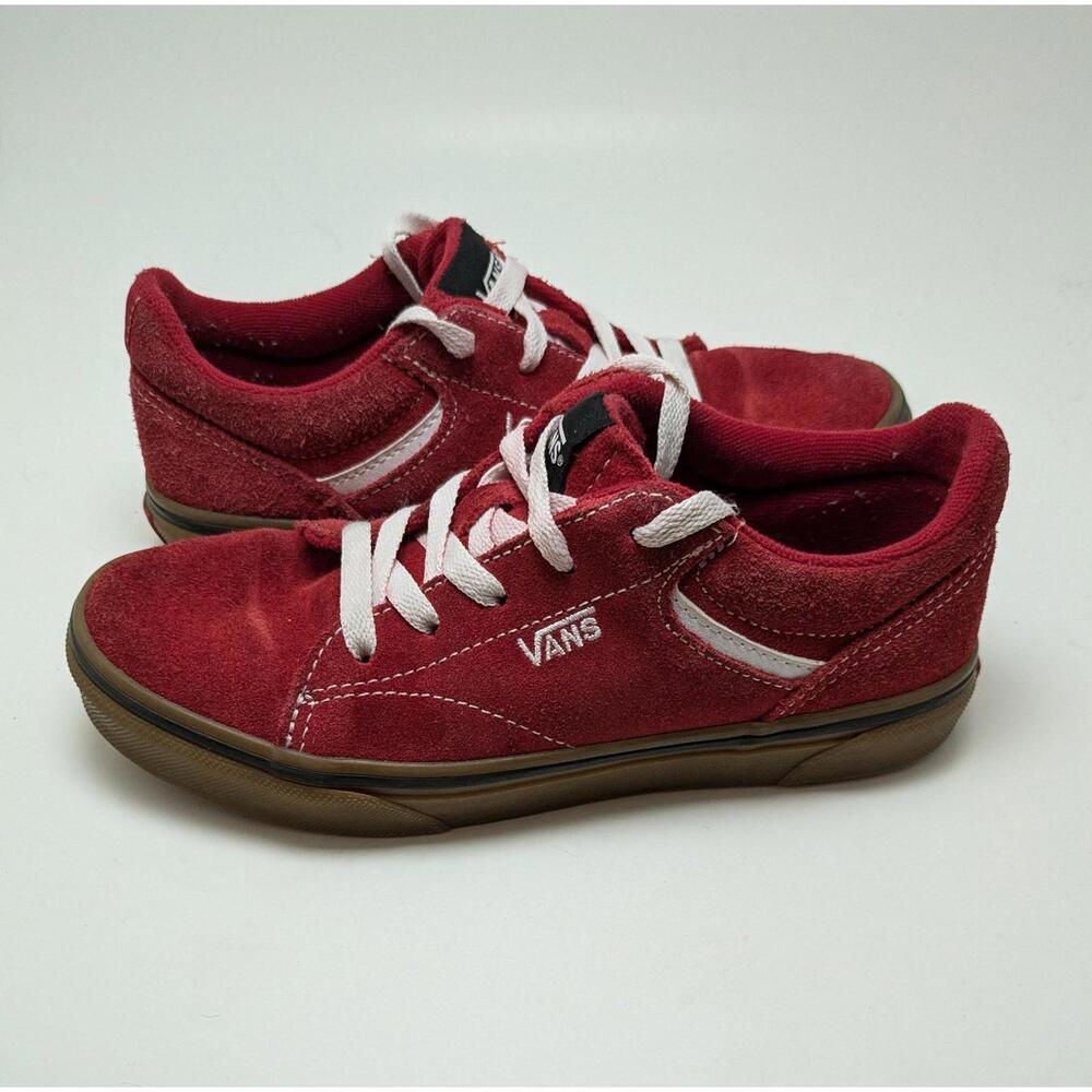 Youth Vans Seldan Lace Up Gum Sidewall Dark Red Skate Shoes 500714 Size 3.5